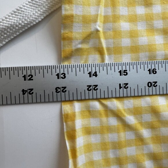 Vintage Womens Kitchen Apron Yellow and White Gingham Checker Waist Tie Pockets - Picture 6 of 8